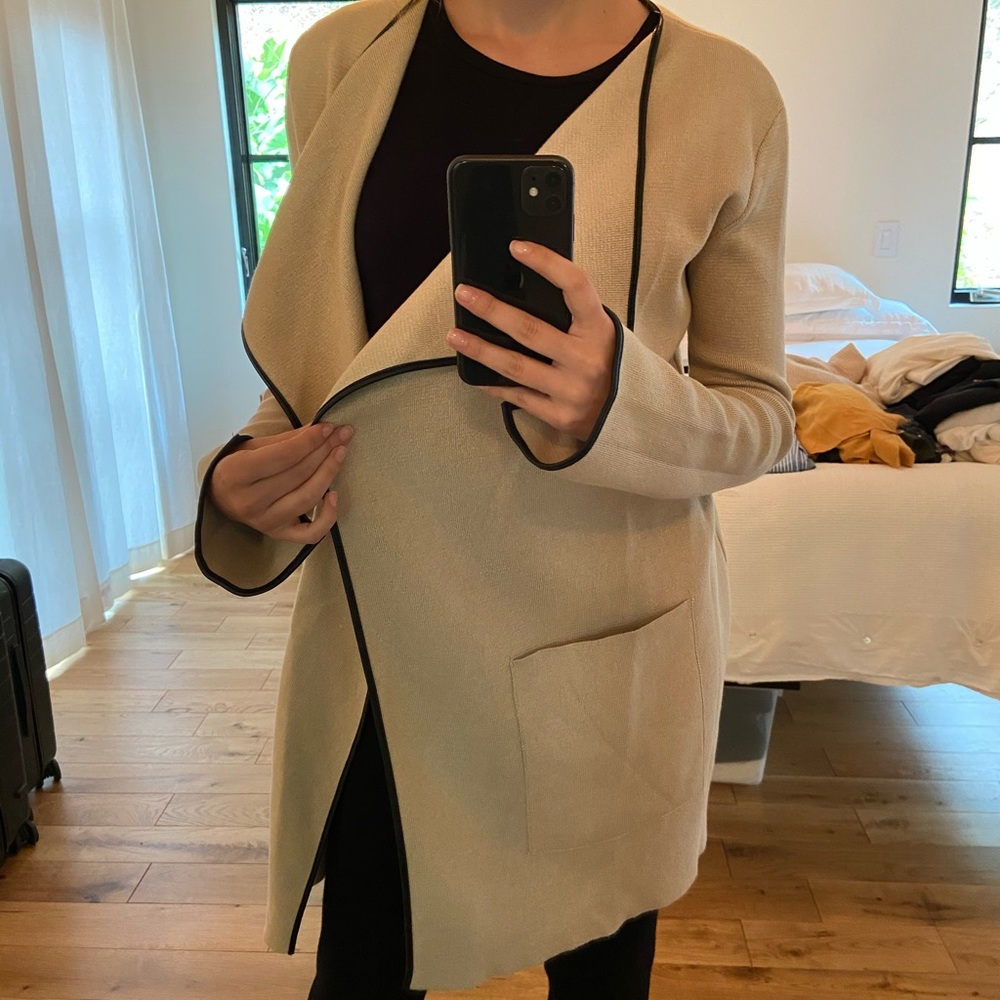 Zara Knit Mid Length Beige Jacket